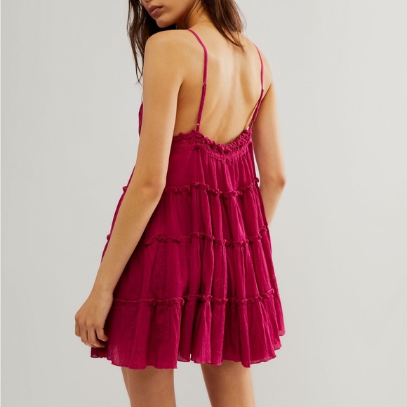 Free People Mini Dress Cranberry Pink Fuchsia. XL - Picture 3 of 4